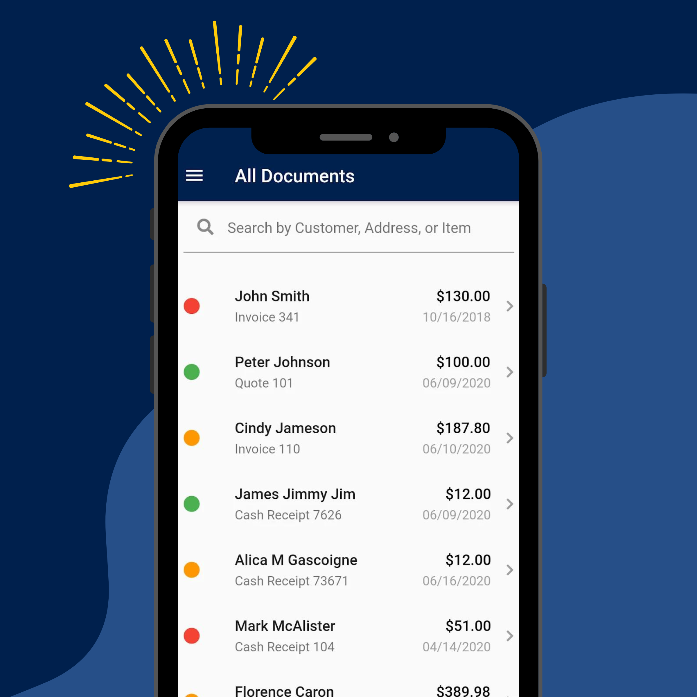 screenshot of Invoice Home